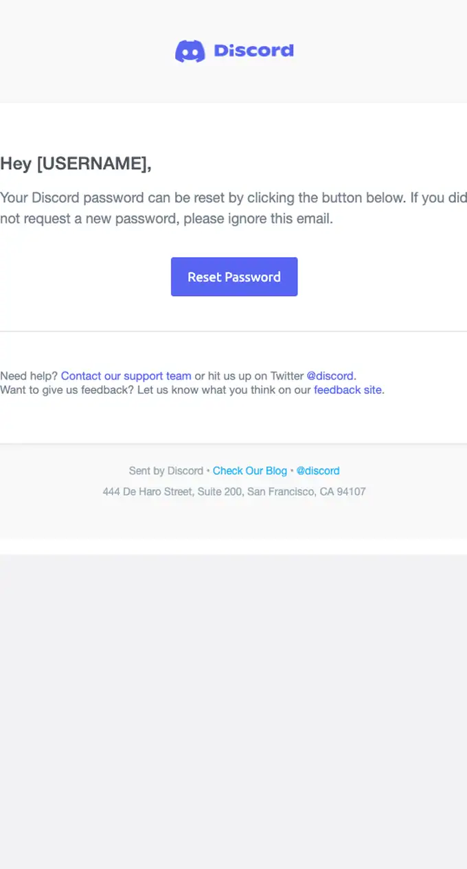 Discord password reset email, full length