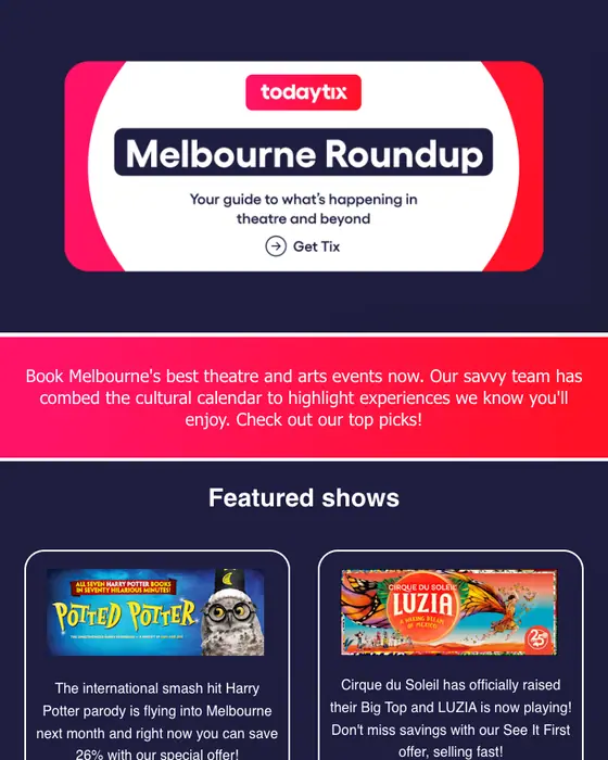 TodayTix promotional email