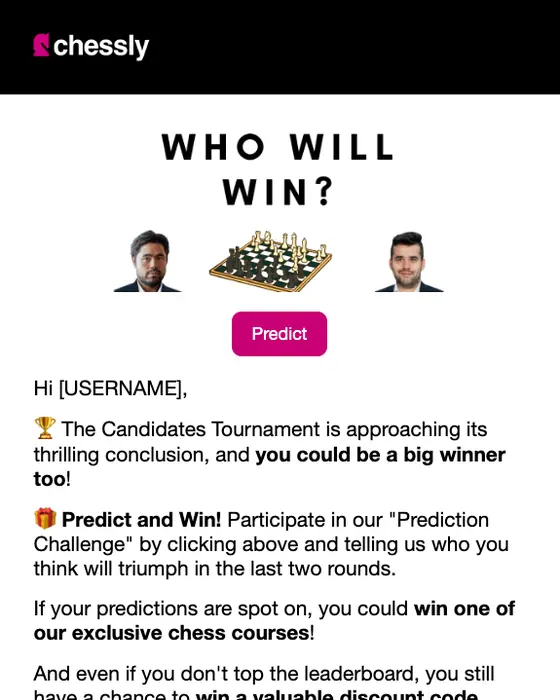 Chessly promotional email