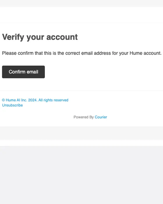 Hume AI email verification email