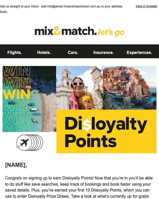 Mix & Match Travel email