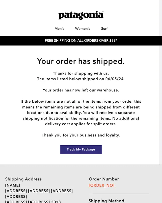 Patagonia email