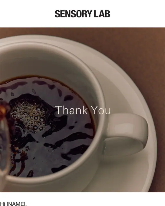 Sensory Lab thank you email