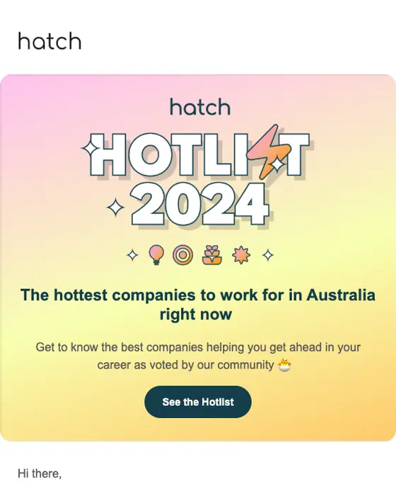 Hatch newsletter email