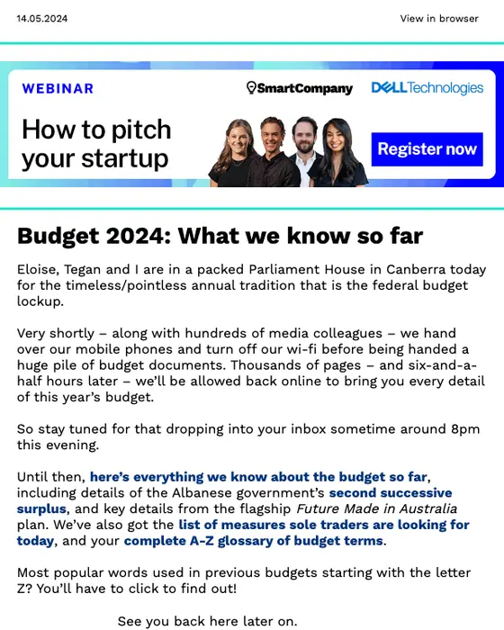 SmartCompany newsletter email