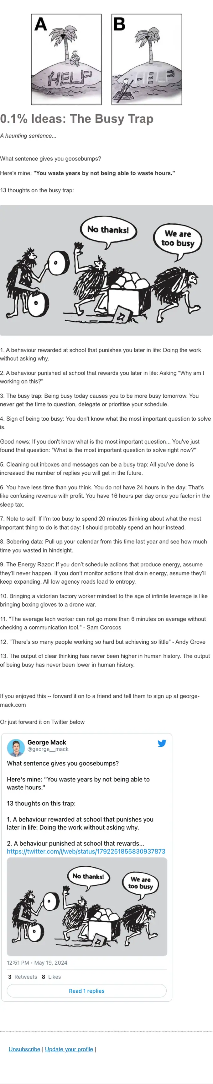 George Mack newsletter email, full length