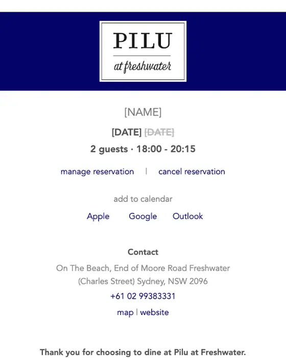 Pilu At Freshwater reservation email