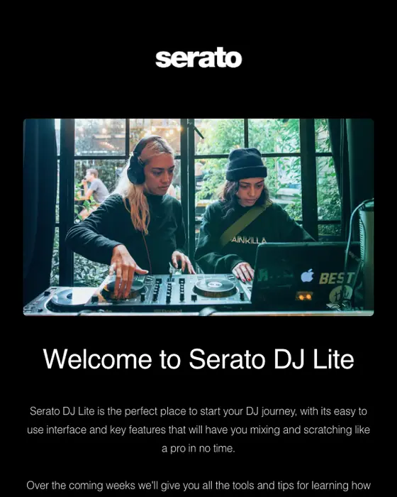 Serato welcome email