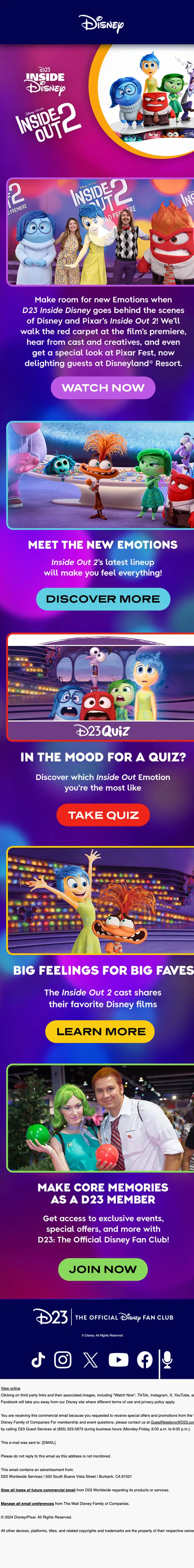 Disney D23 promotional email, full length