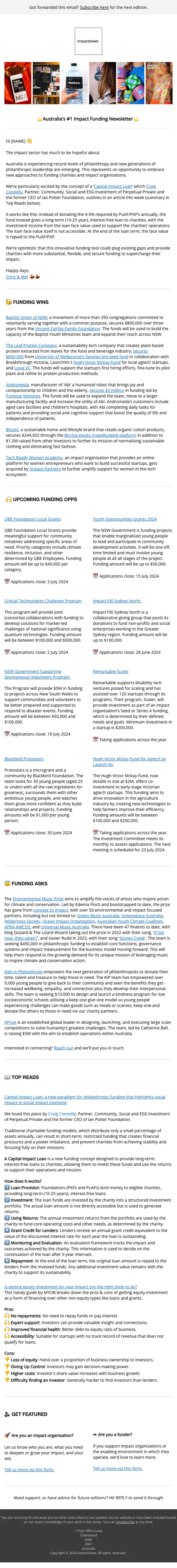 Impactsheet newsletter email, full length