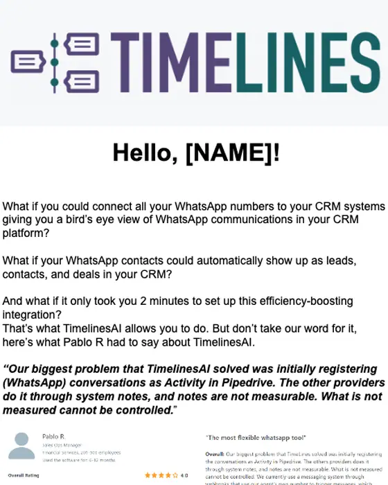 TimelinesAI re engagement email