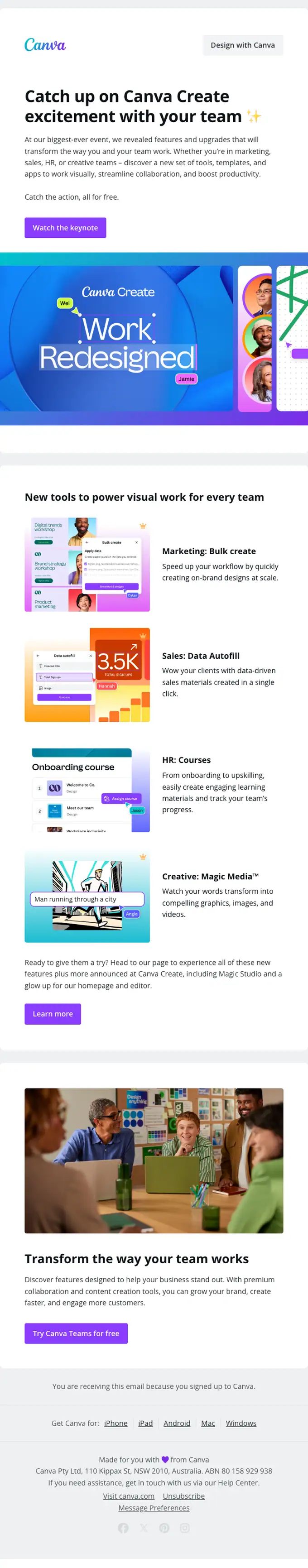Canva re engagement email, full length
