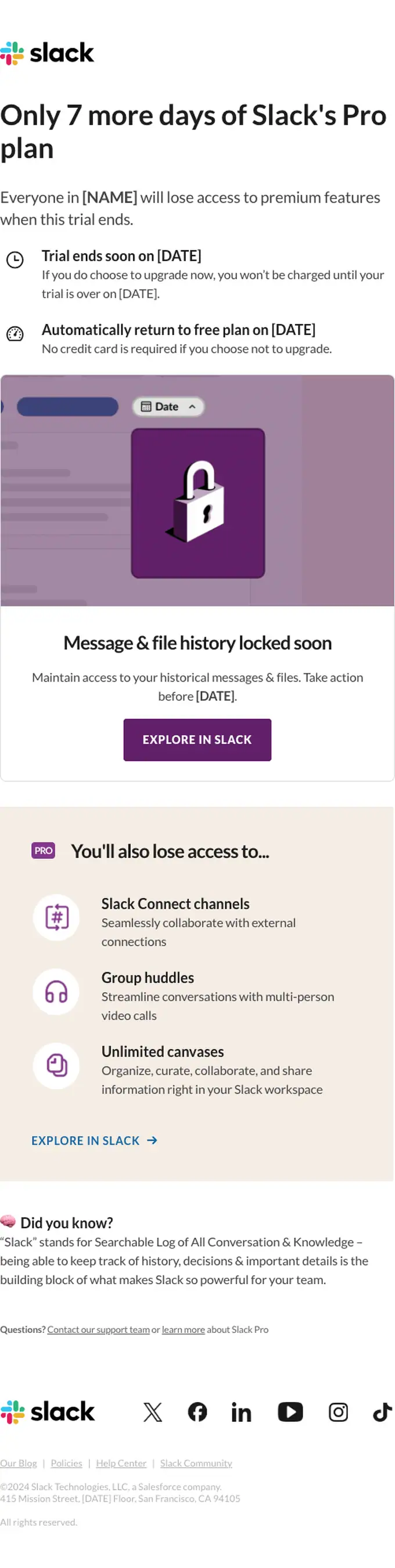 Slack expiration notice email, full length