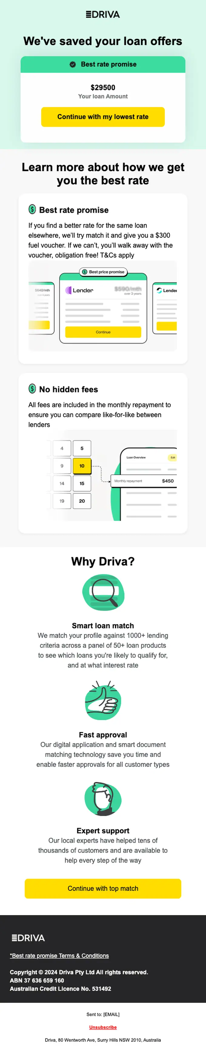 Driva quote email, full length