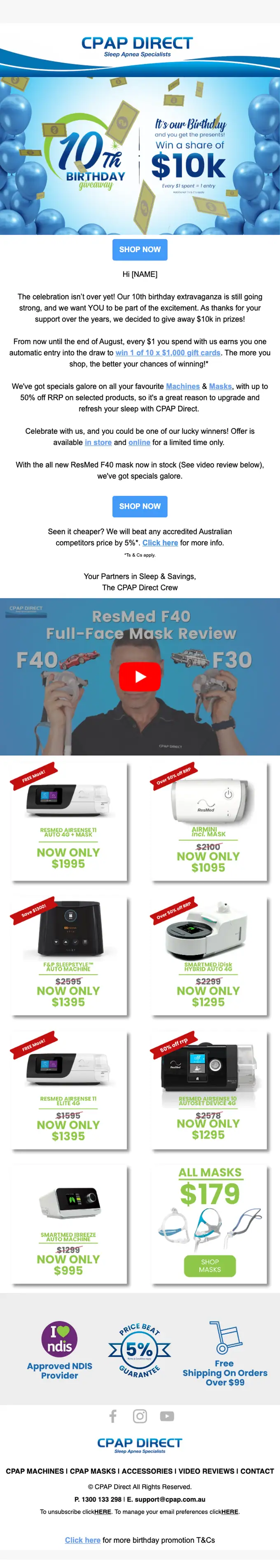 CPAP Direct promotional email, full length