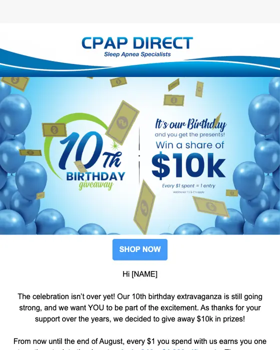 CPAP Direct promotional email