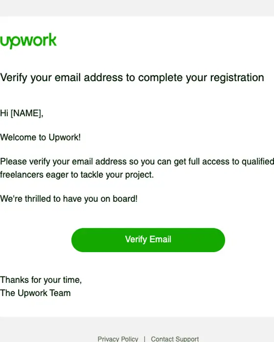 Upwork email verification email