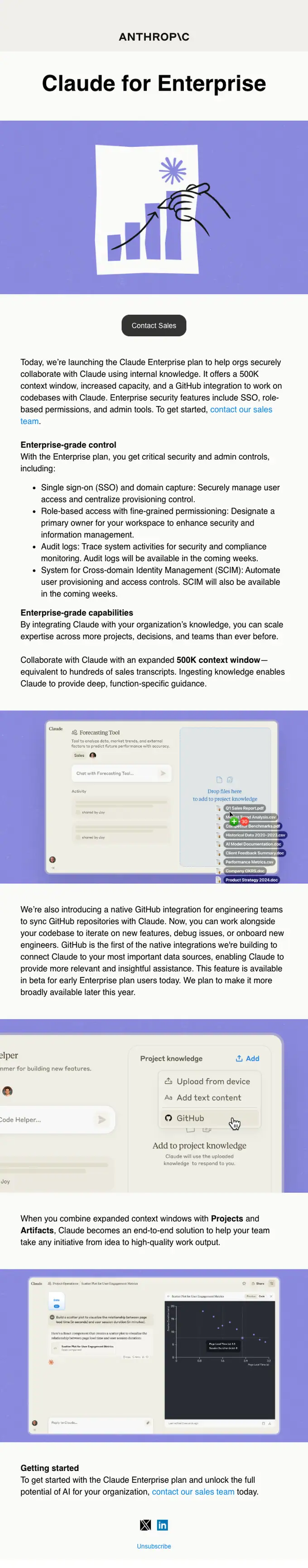 Anthropic product launch email, full length