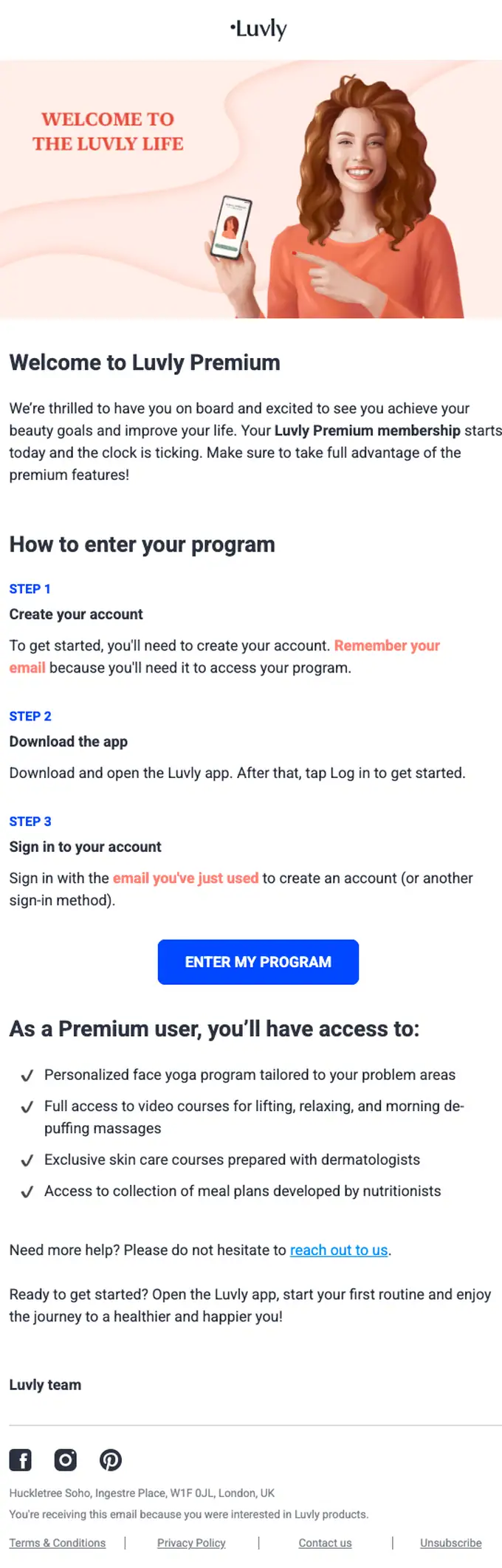Luvly welcome email, full length