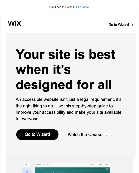 Wix.com account notice email