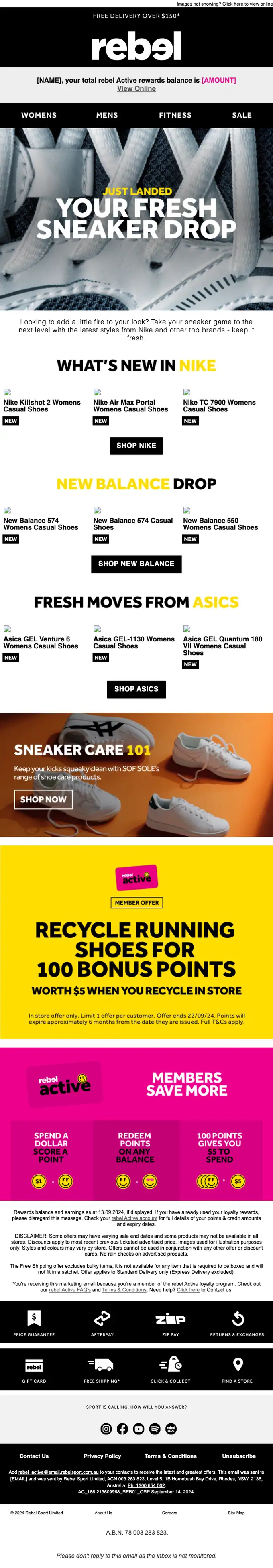 rebel active product launch email, full length