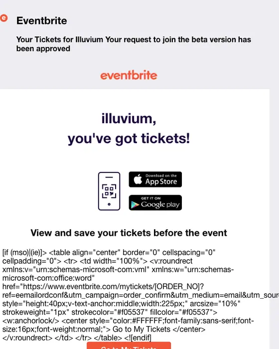 Eventbrite order confirmation email