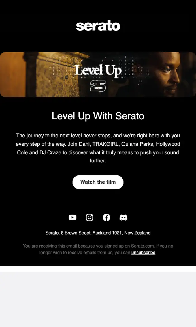 Serato promotional email, full length