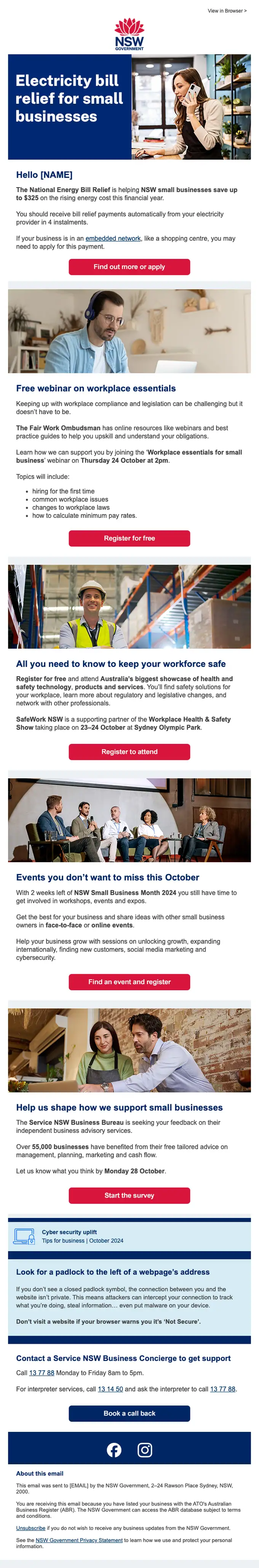 NSW Government newsletter email, full length