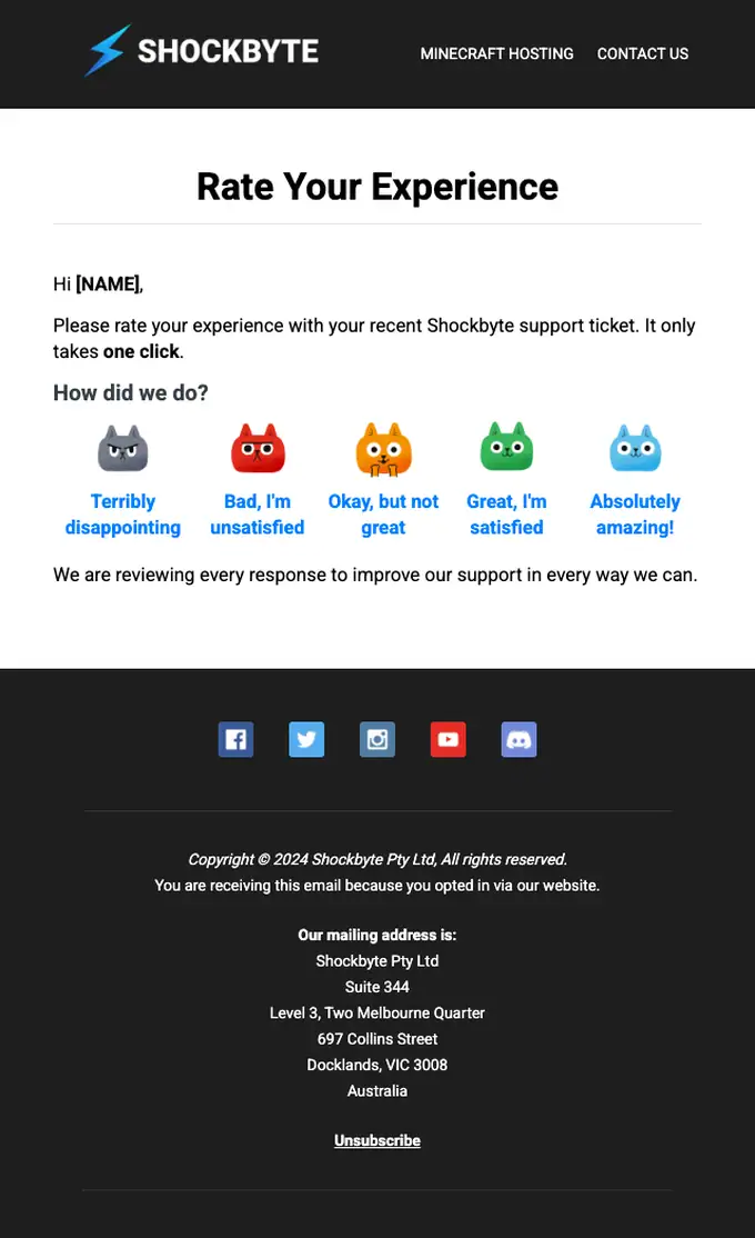 Shockbyte survey email, full length