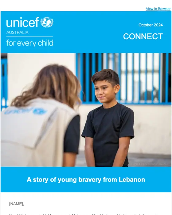 UNICEF Australia newsletter email