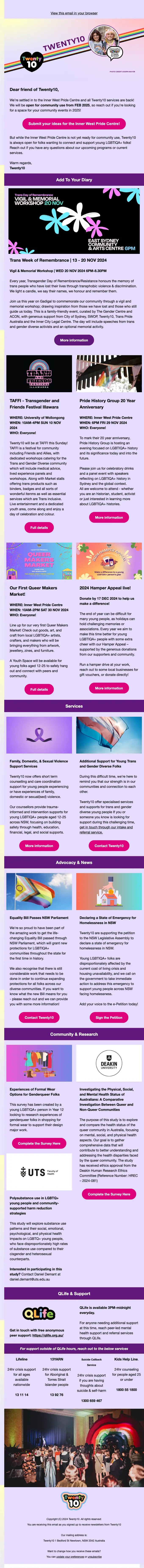 Twenty10 newsletter email, full length