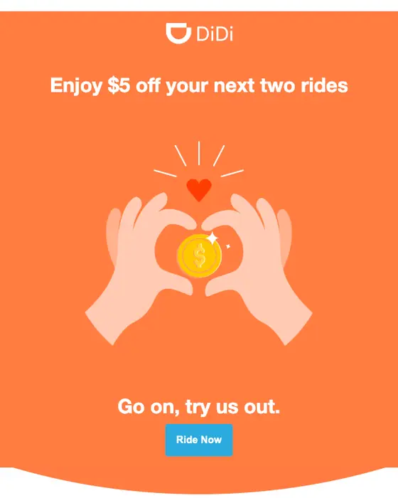 DiDi Australia discount offer email