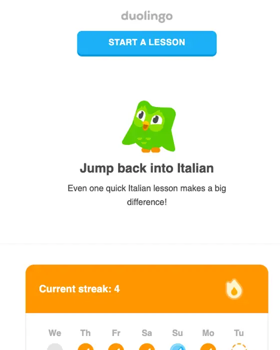 Duolingo re engagement email