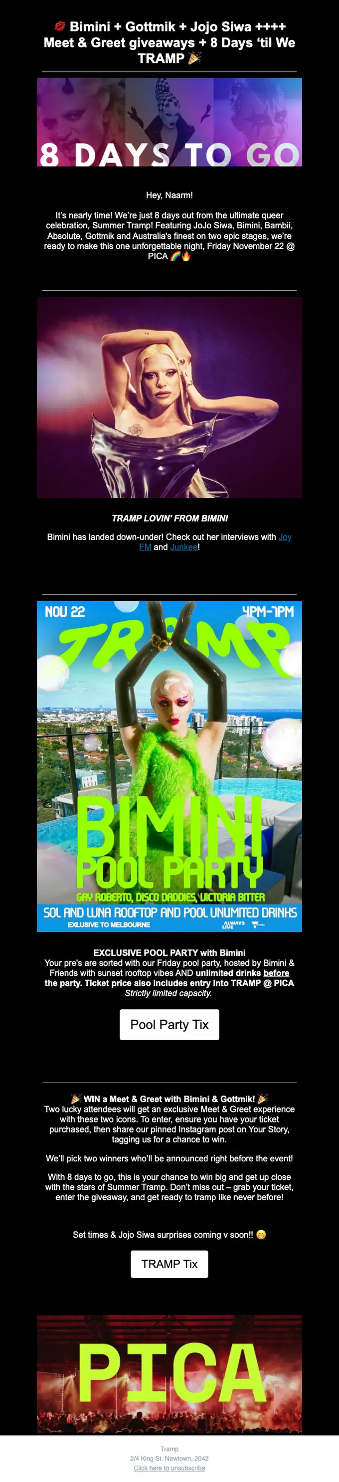 Tramp promotional email, full length
