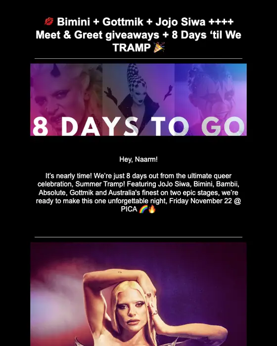 Tramp promotional email