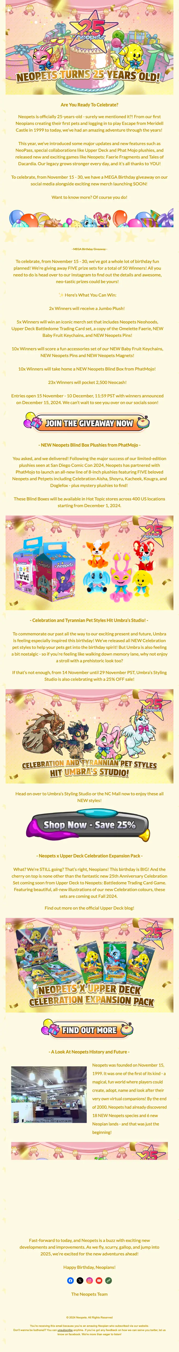 Neopets promotional email, full length