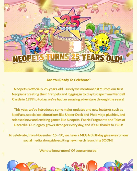 Neopets promotional email