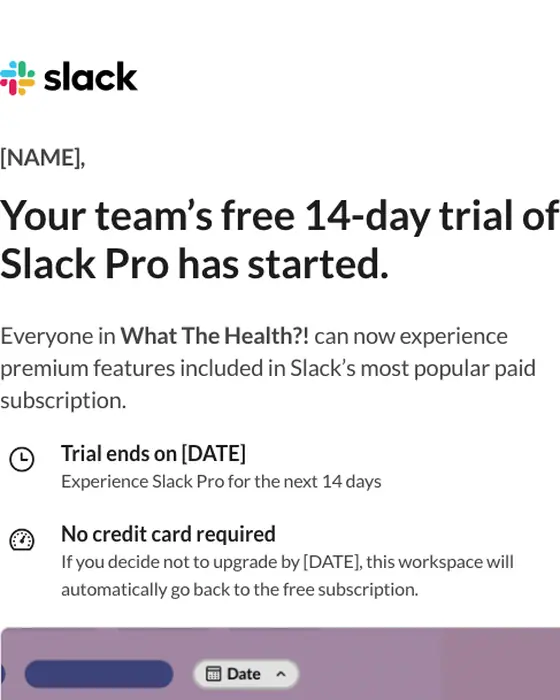 Slack subscription email