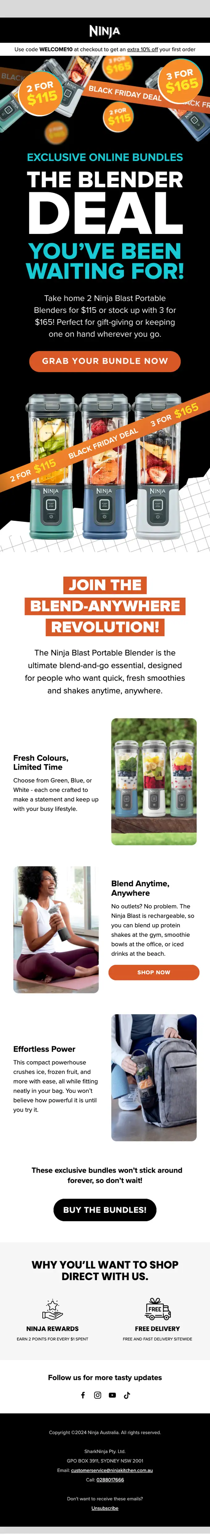 Ninja Kitchen Australia promotional email, full length