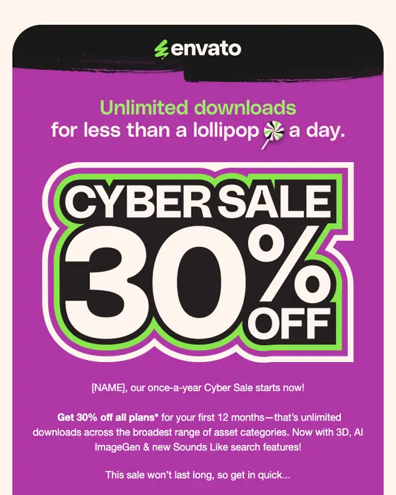 Envato discount offer email