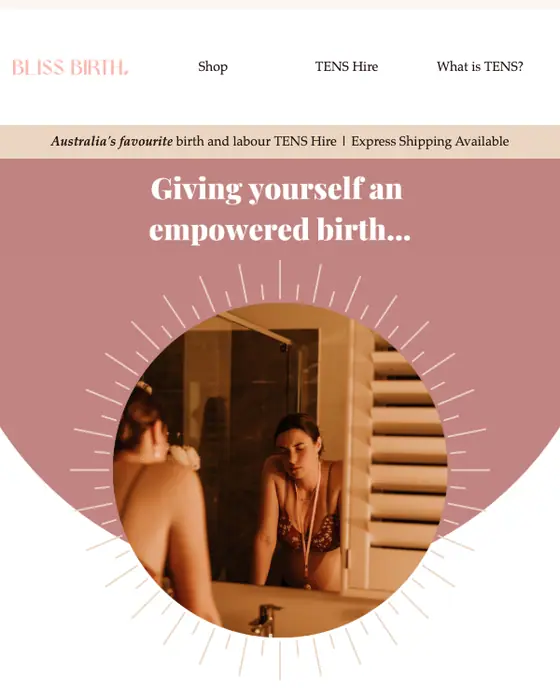 Bliss Birth thank you email