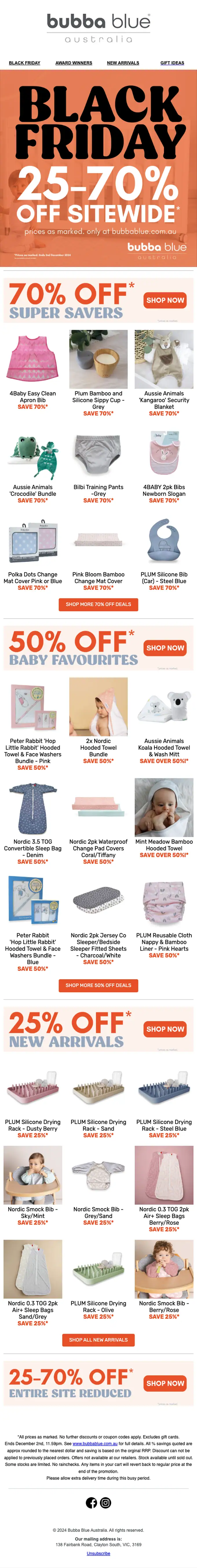 Bubba Blue Australia sale email, full length