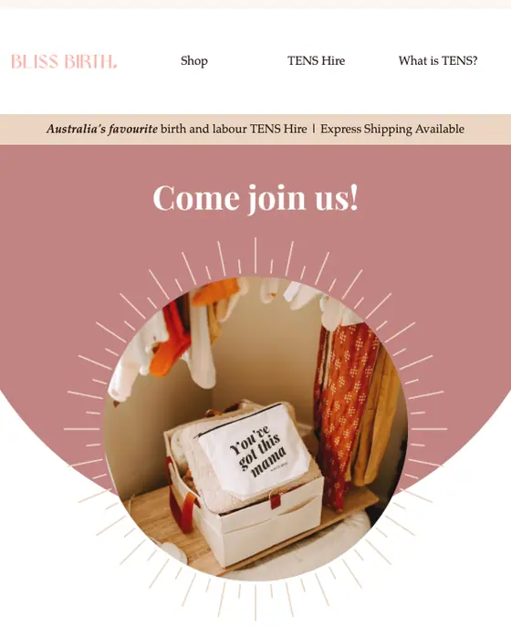 Bliss Birth newsletter email