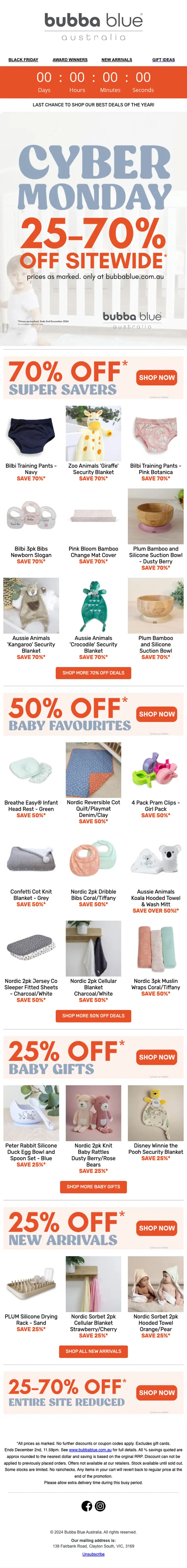 Bubba Blue Australia sale email, full length