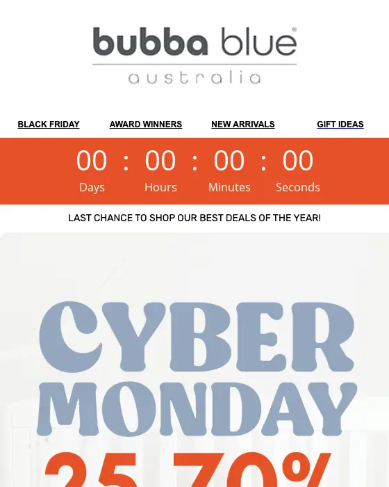 Bubba Blue Australia Cyber Monday email
