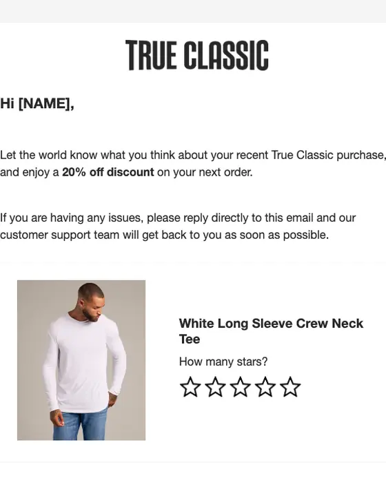 True Classic email