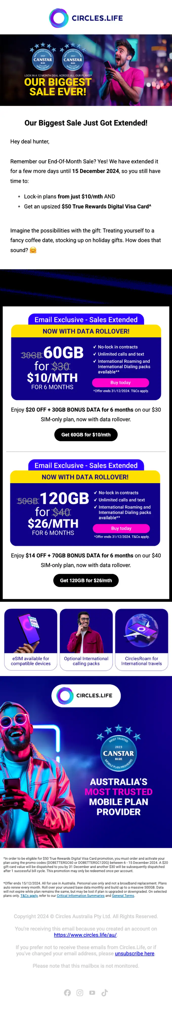 Circles Life sale email, full length