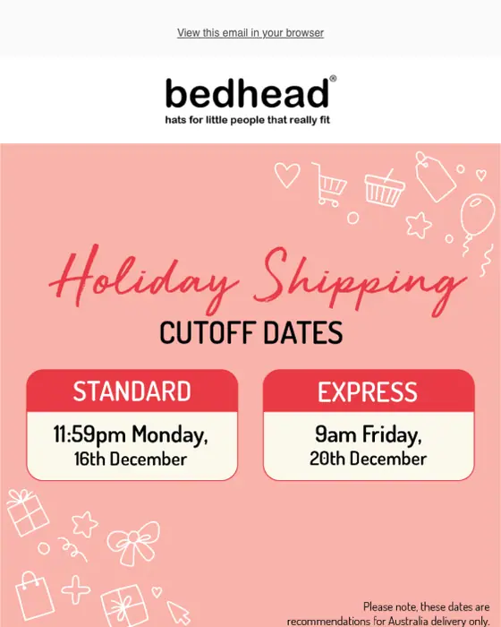 Bedhead Hats seasonal email