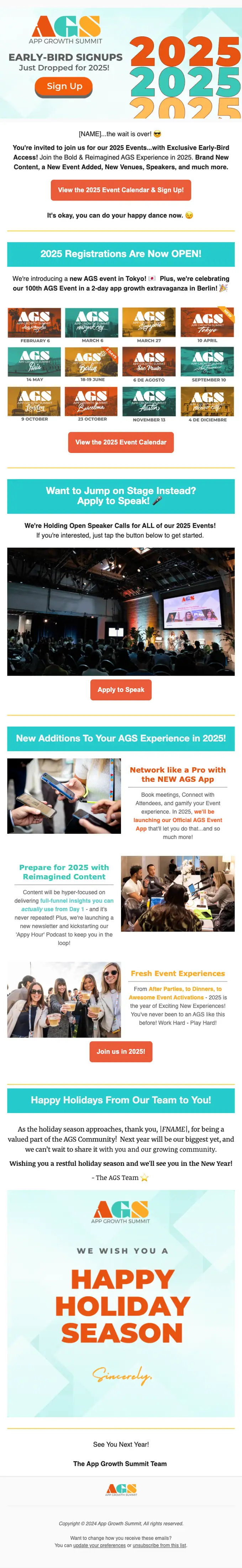 App Growth Summit event invite email, full length