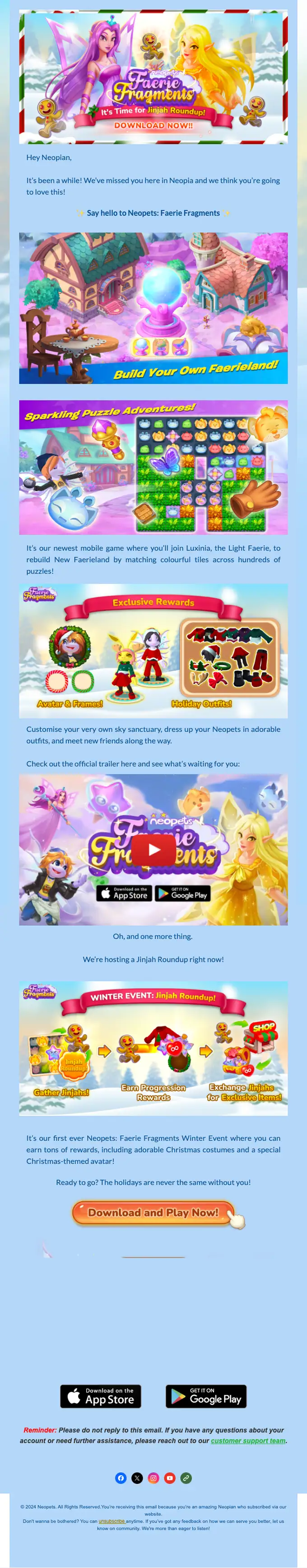 Neopets promotional email, full length
